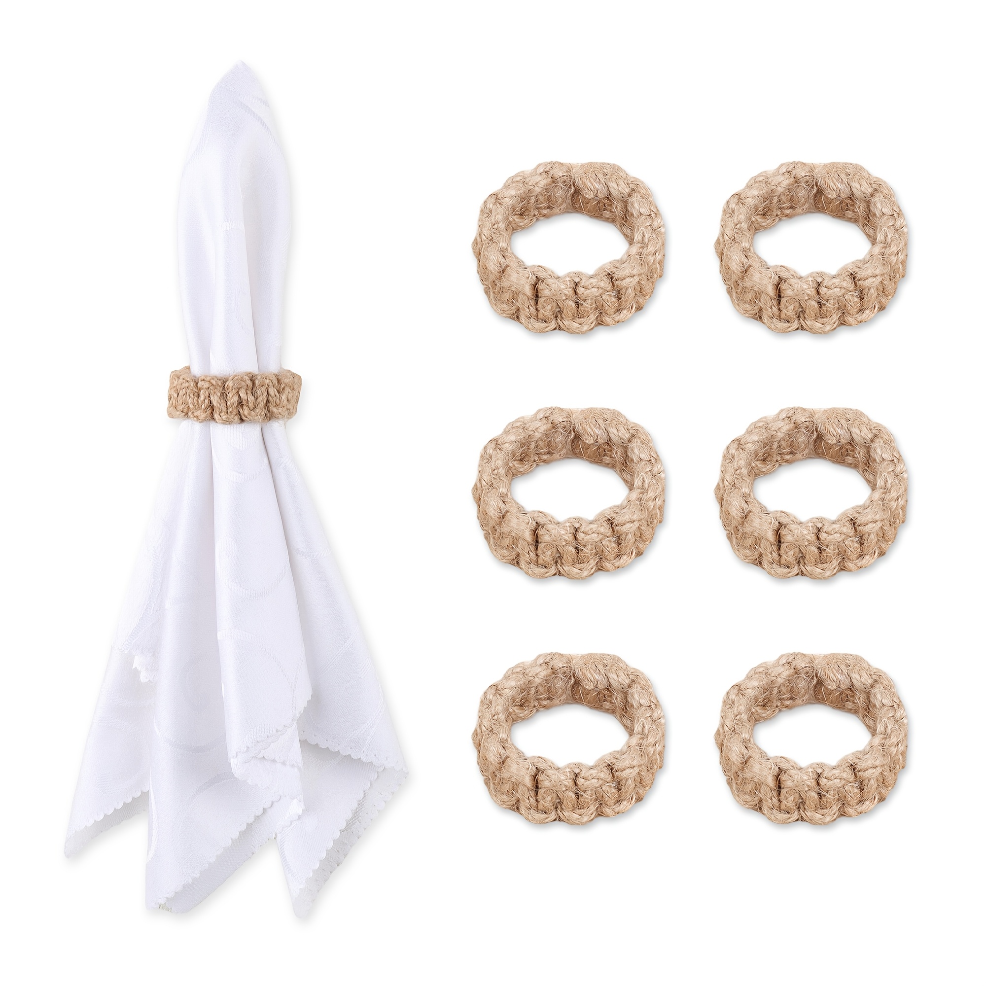 TEMU Anneaux à serviette tressés en rotin, porte-serviettes de style bohème ferme, décoration de table à pour le dîner , fête de mariage, anneaux à