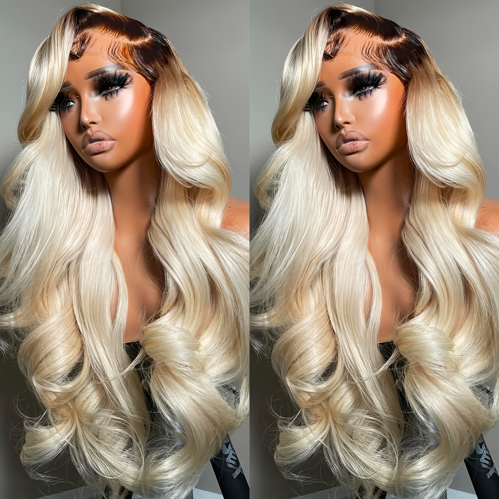 TEMU 200% Density Glueless Lace Front Wig Suitable For Women - 13x4 Hd Transparent Lace Frontal Wig With Pre- Hair, Body Wave Curly Hair, Ombre Hairline, No Glue Needed For Wear (honey Blonde)