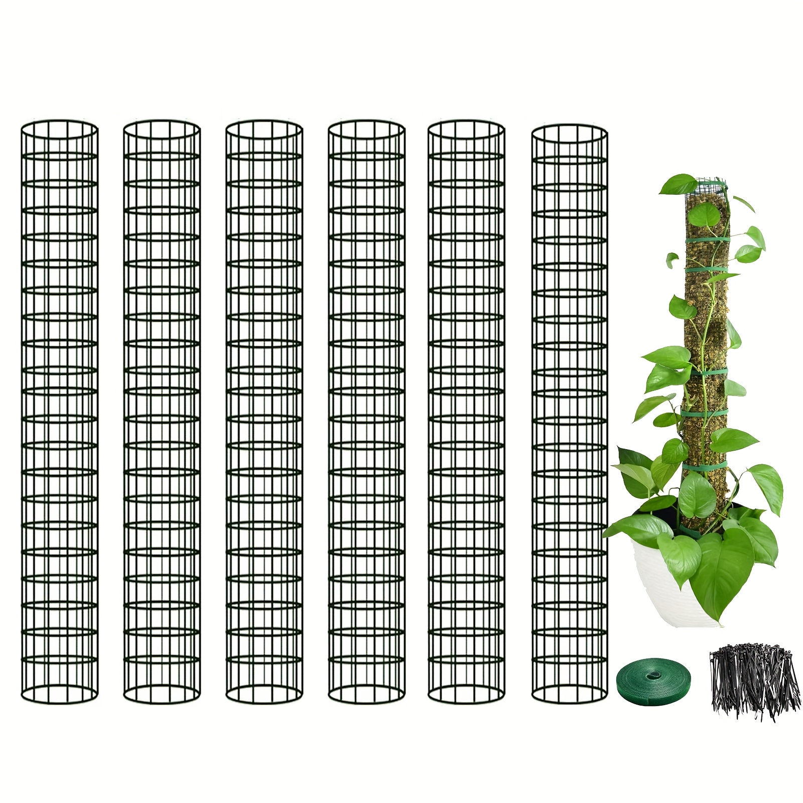Image of Moss Pole Kit, 22.8" Moss Poles For Plants Monstera, Stackable Plant Moss Poles For Climbing Plants, Moss Pole For Plants Work With Sphagnum Moss