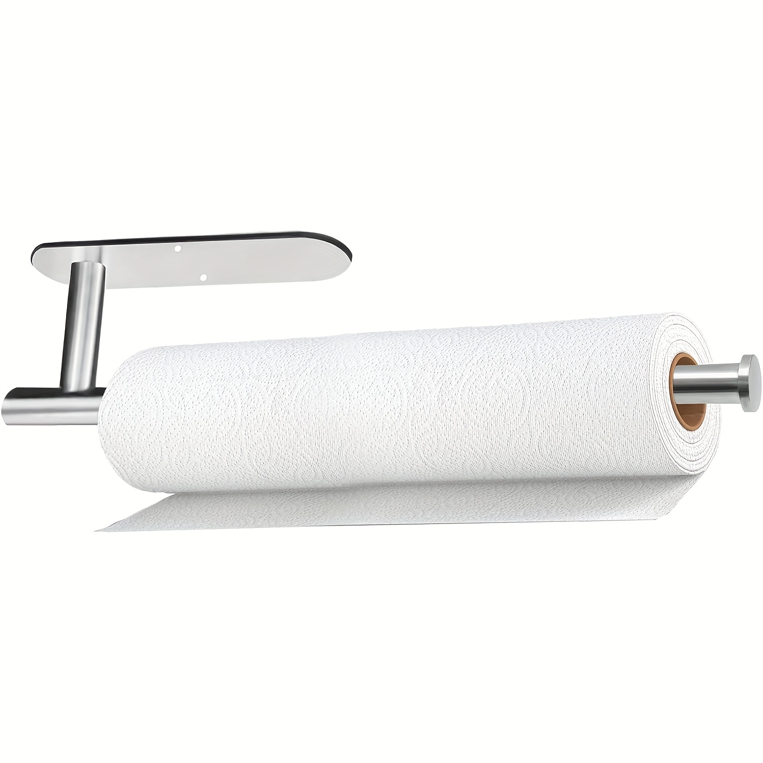 TEMU Paper Towel Holder, Self-adhesive Or Drill-in Paper Towel Holder Under Cabinet, Stainless Paper Towel Holder Wall Mount For Kitchen, Bathroom,