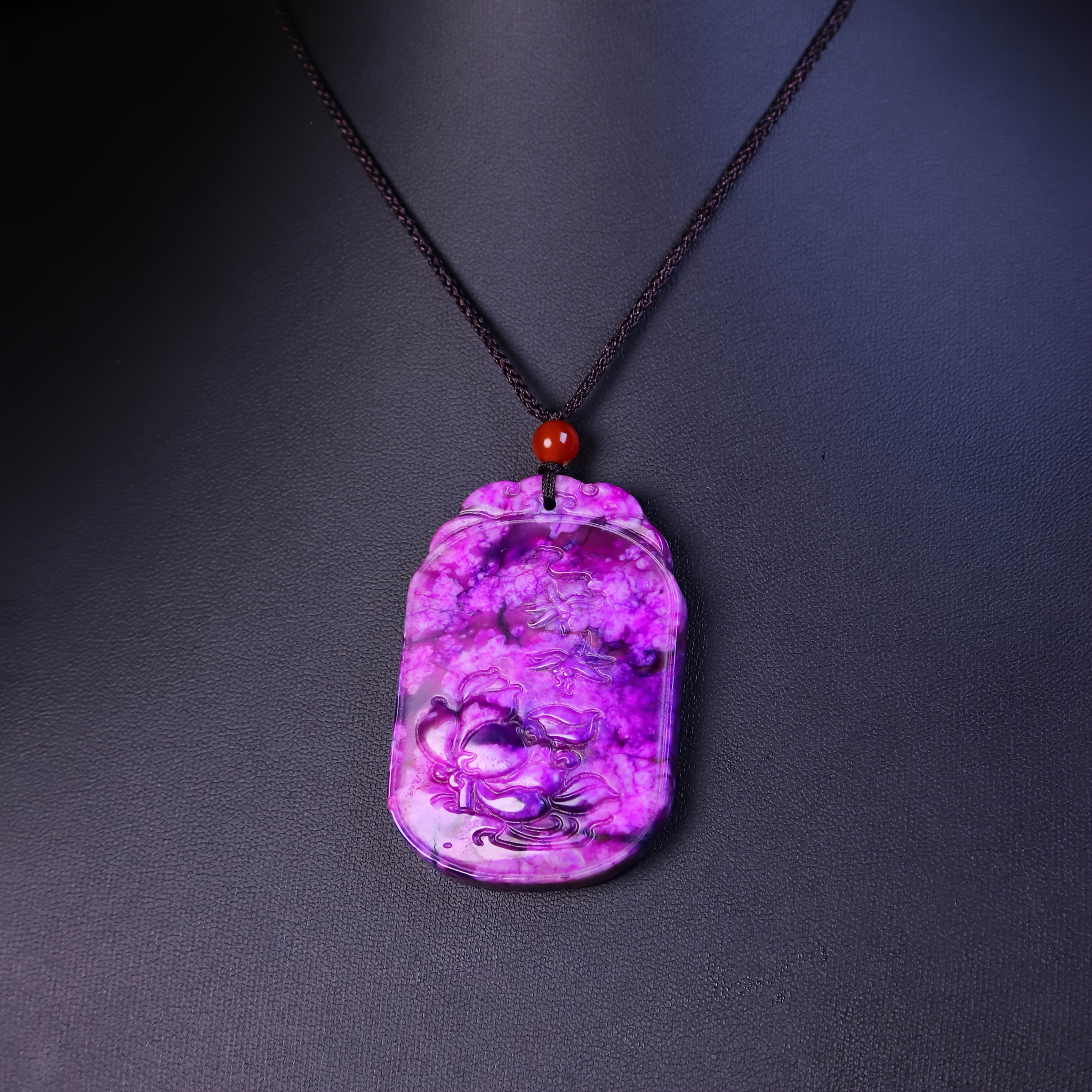 Unisex Sugilite "Blossoming Prosperity" Pendant Necklace