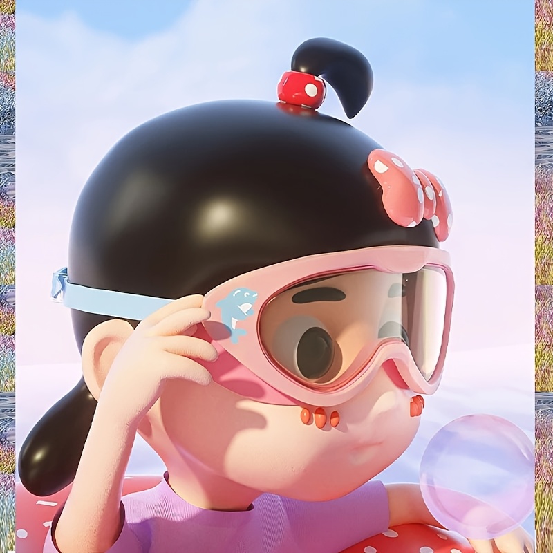 1pc Cartoon Swimming Goggles for Kids, Anti-Fog And Leak-Proof Large Frame Goggles, Suitable for Children Aged 4 to 16.
