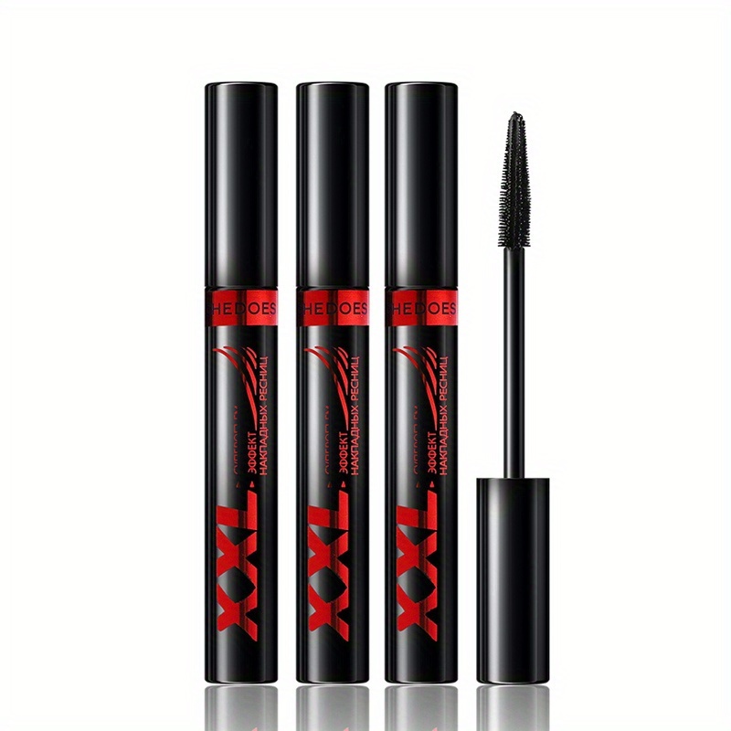 Image of 3pcs-xxl Mascara, Lengthening And Long-lasting, Separating Each Lash, Waterproof And Sweatproof, No Smudging Or Clumping, , Warm Water Removable, Enlarging Eyes, Christmas Gift