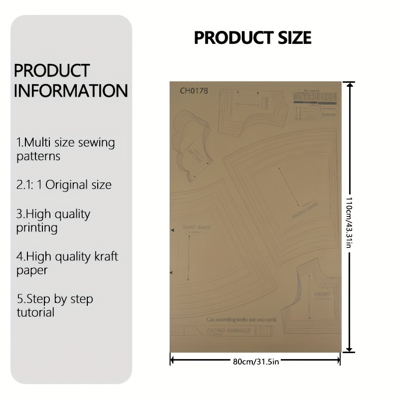 TEMU Lea Dress 9 Sizes (6m - 10y) Sewing Patterns, 1:1 Scale Garment Sewing Patterns, Sewing Beginner's Set, Clothing Prototype Sewing Patterns,