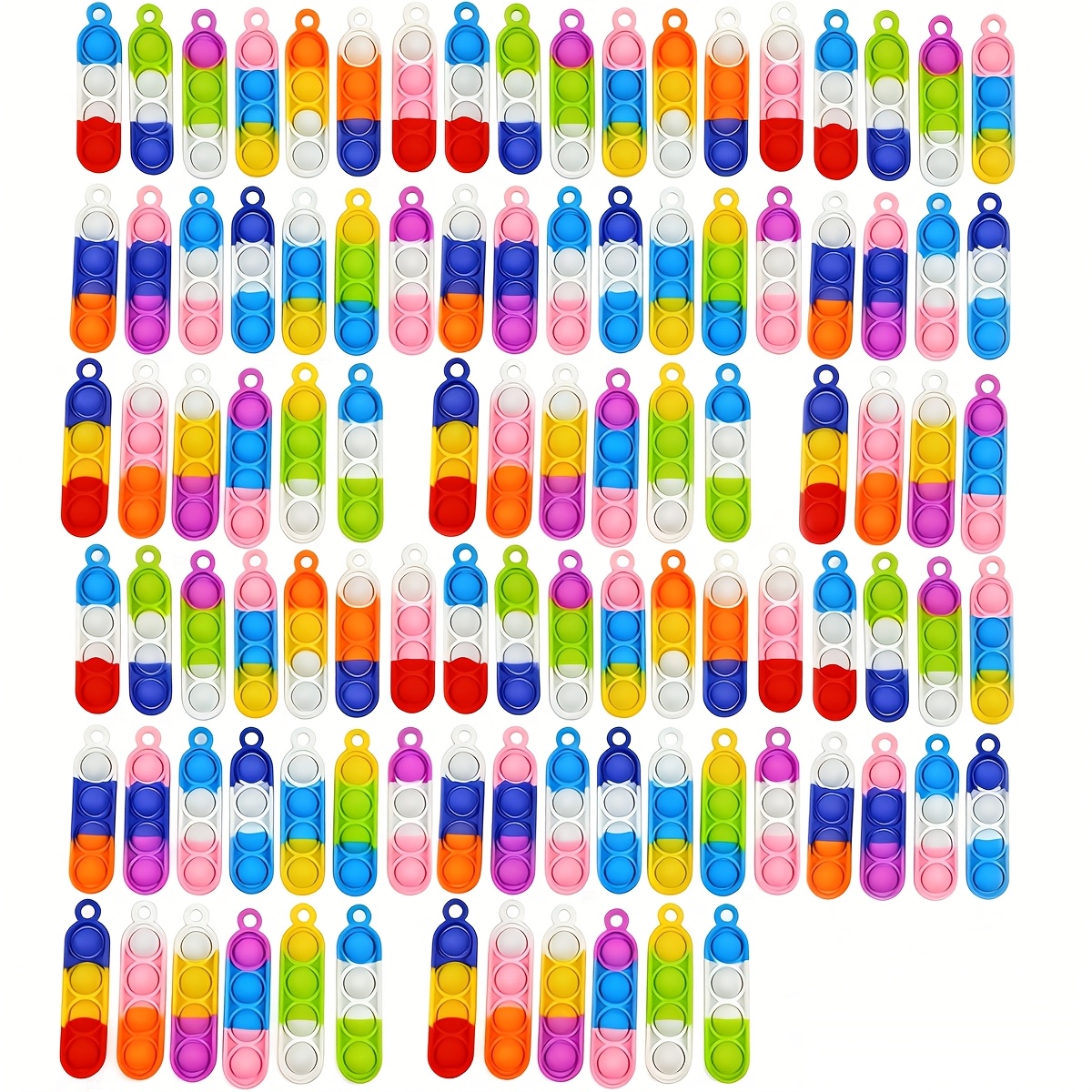 Image of 100pcs Keychain Bulk Party Favors, Mini Pop Keychain Sensory Toys For Kids, Birthday & Classroom Prizes, Stuffers Fidgets For Classroom Prizes Sensory Fidget Toy Packs, Random Color
