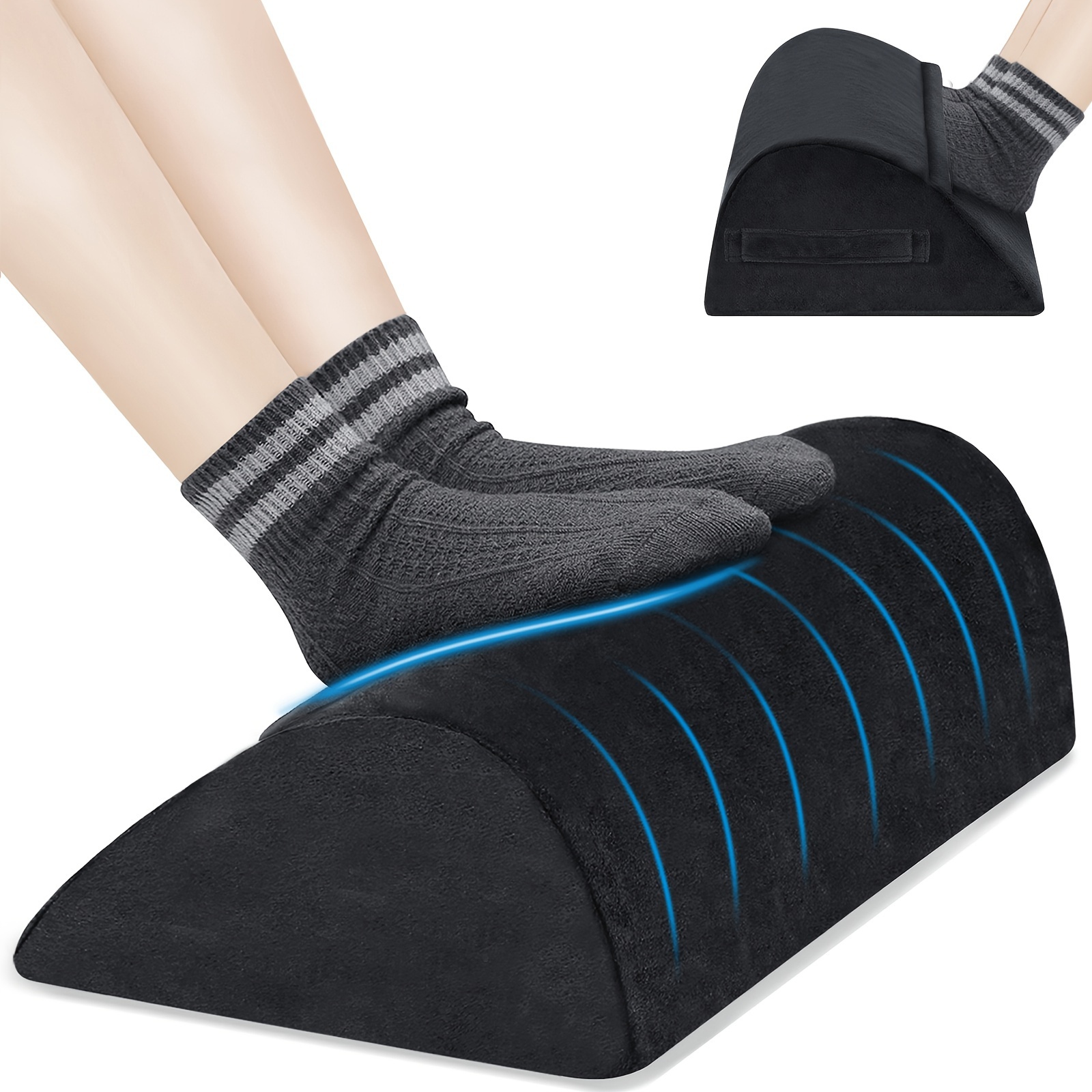 

A Footrest Under The Desk, Featuring A Warm Plush Foot Pocket, An Ergonomic Adjustable Memory Foam Footrest, Suitable For Use With Desks And Office Chairs.