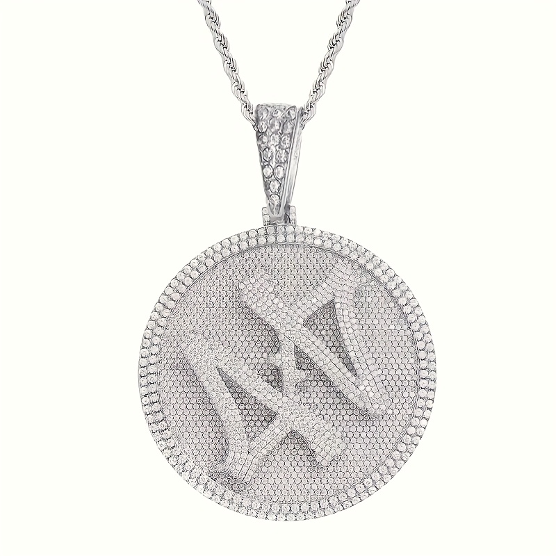 TEMU Hip-hop Style 44pcs Sparkling Metal Pendant Necklace - Unisex Circular Chain Jewelry For , Rock Party Birthday Gift Accessories, Fashion Statement, , Stylish Accessory, Fashion Enthusiasts