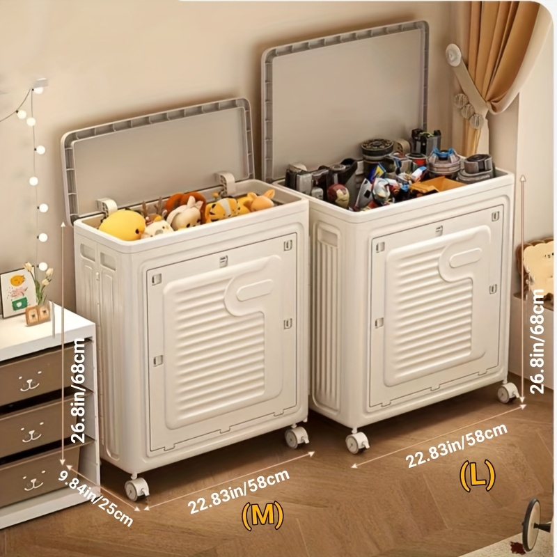 collapsible storage bin with lids clothes toy and blanket storage cabinet for bedroom playroom gym laundry room 1