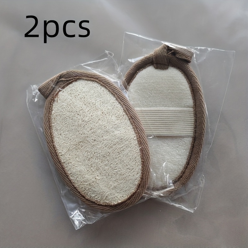 TEMU Lot de 2 éponges de loofah naturelles - Gommages exfoliants pour avec poignées en corde pour une élimination douce des impuretés beige,