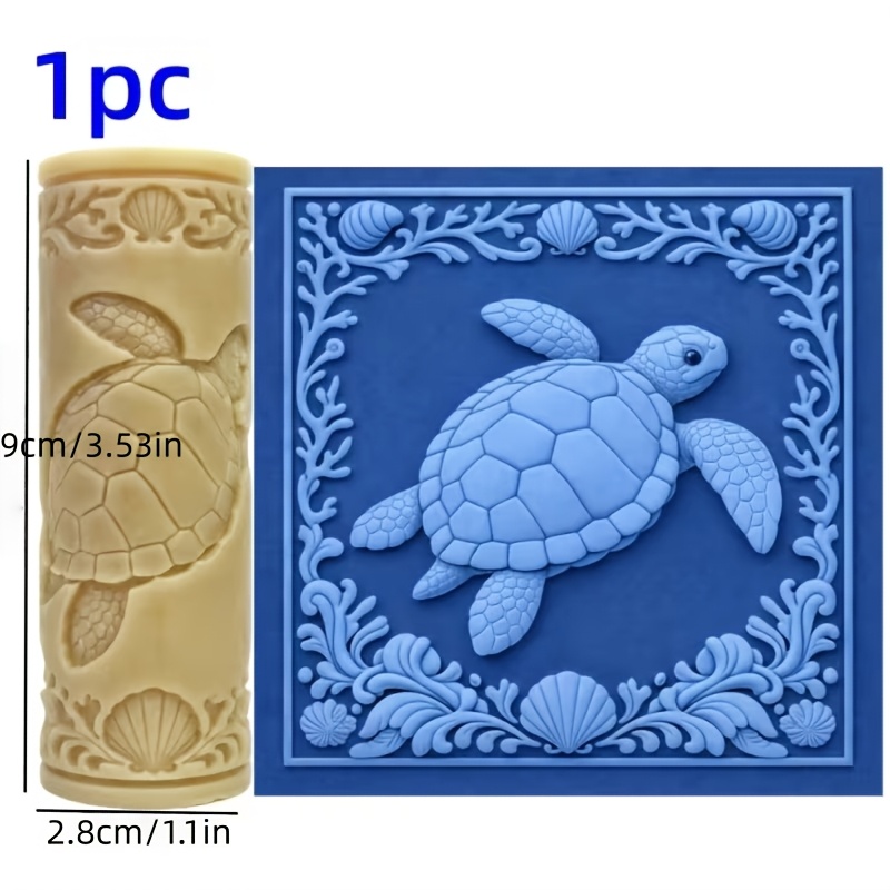 TEMU 1pc Turtle Texture Roller Tool With Patterns & Texture Plate Suitable For Polymer Clay, Pottery, Jewelry Making, Sculpting - Plastic Embossing