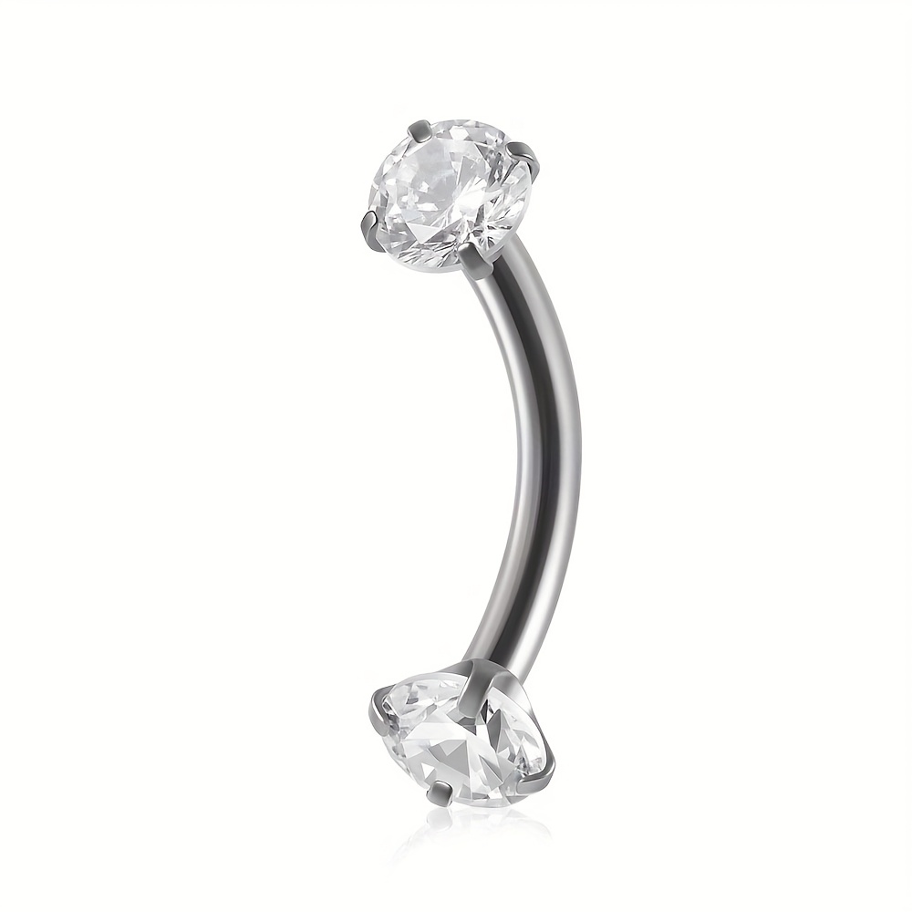 TEMU Un Elegante y Pendiente de Titanio G23 F136 con Zirconia Sintética para , Oreja o , Joyería de Moda para Piercing