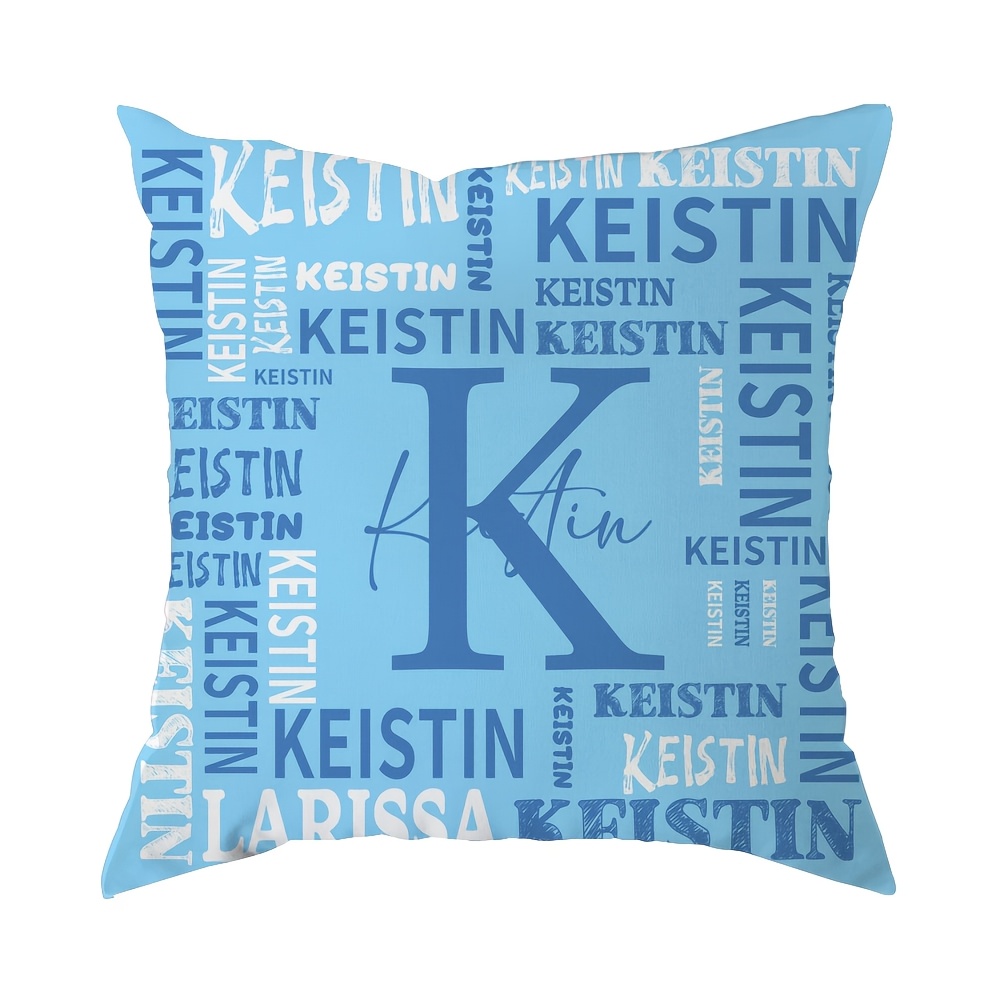 E-shop Personalisierter Namens-Kissenbezug 17.71x17.71 , Individuell Einseitig Bedruckter Namenskissen, Weicher Kurzplüsch, Reißverschluss,