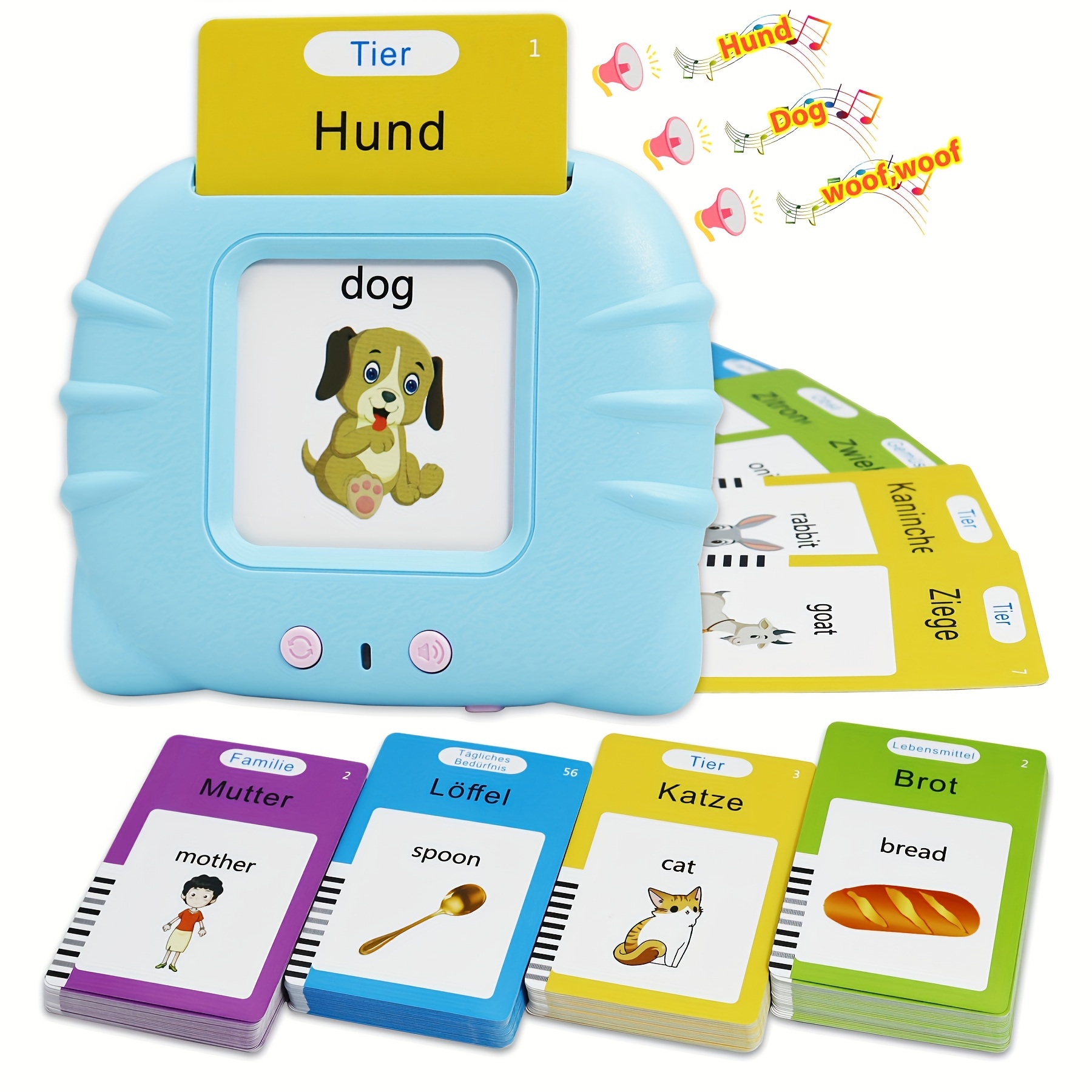 224 Words German And English Bilingual Talking Flash Cards