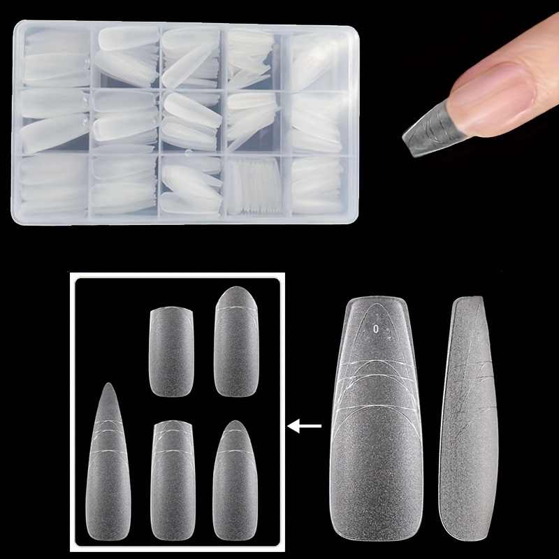 TEMU 315 pièces de pointeaux de gel souple à couverture complète, 15 tailles de pointeaux de gel à couverture complète pour faux ongles artistiques