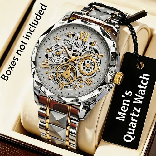 mens stainless steel quartz wristwatch dial with roman display elegant watch for men watch for men business casual fashion dress watch perfect birthday holiday gift for male