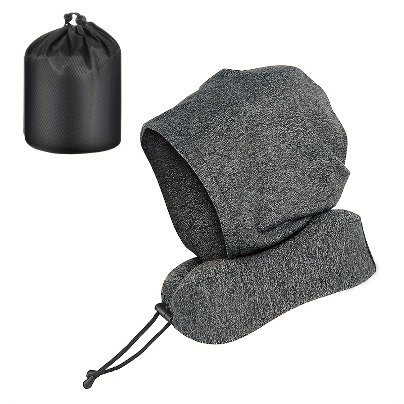 TEMU 1 Travel Pillow With Hoodie Travel Neck Pillow With Storage Bag For Travel, Car, Home, Office Use Airplane Pillow