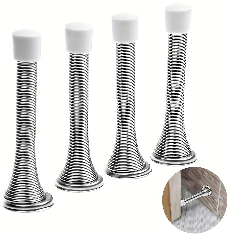 TEMU Set Of 4 Spring Door Stoppers Designed To Prevent Wall Damage From , Suitable For Residential And Commercial Spaces