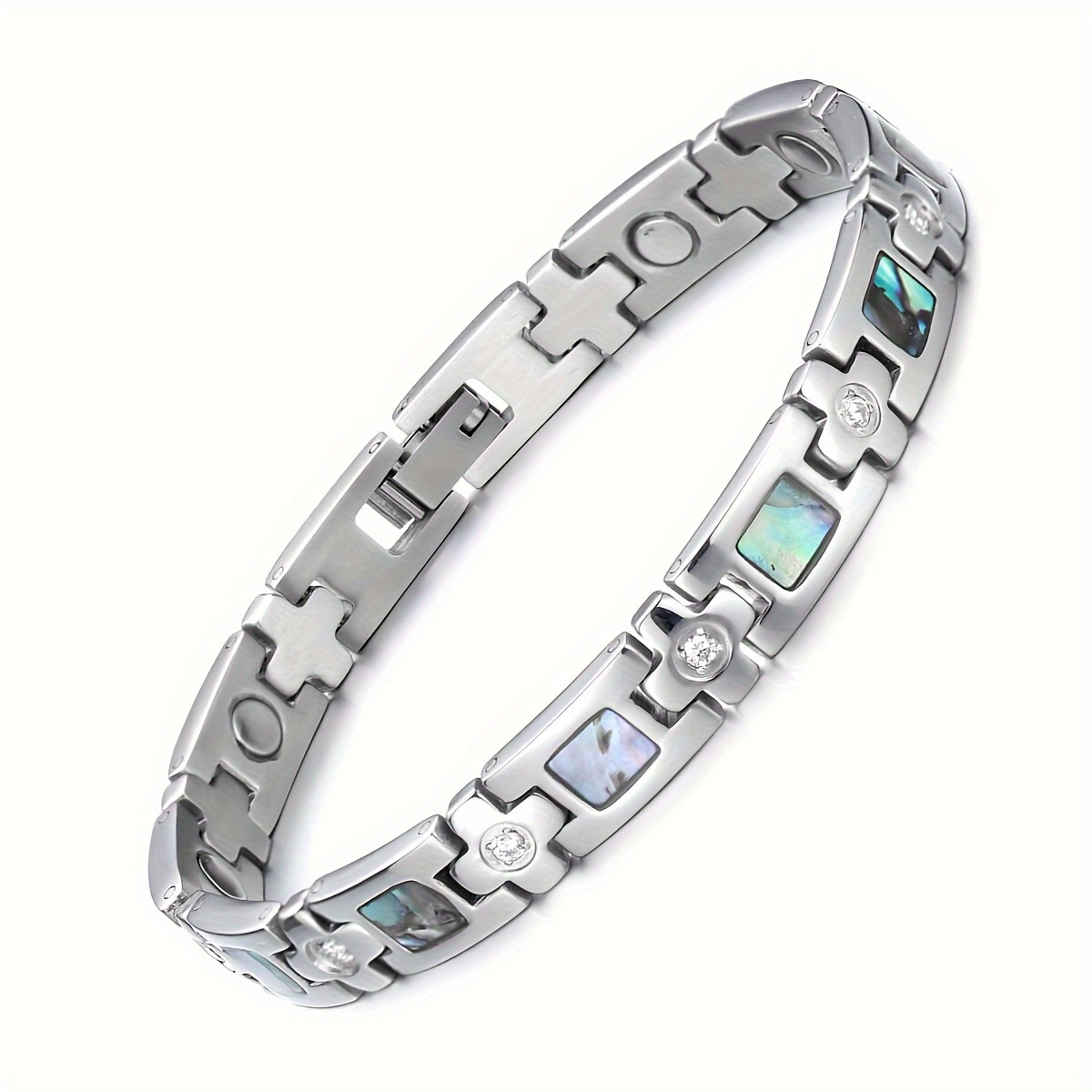 Image of 1pc Stainless Steel Magnetic Bracelet For Women, Women's Magnetic Bracelet, Adjustable Length With Sizing Tool, Valentine's Day Gift For Her