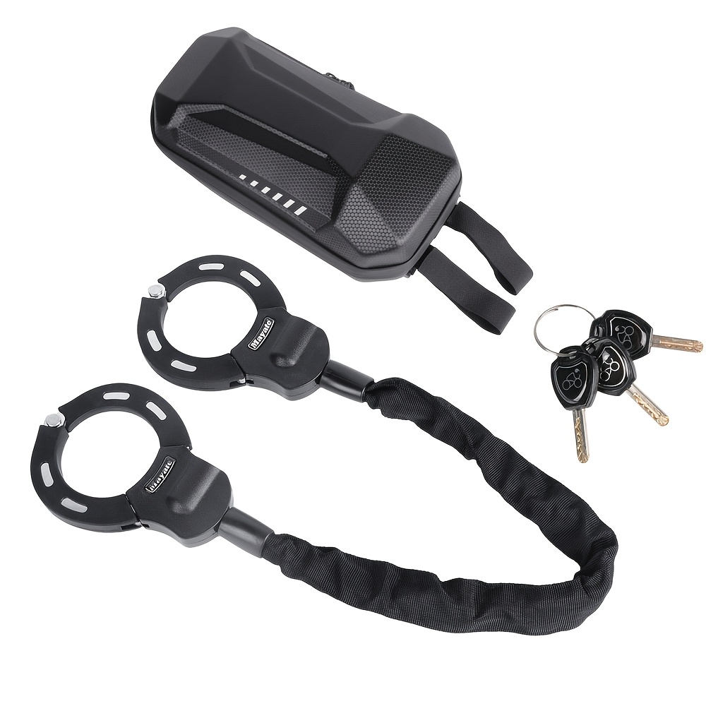 TEMU de vélo en acier avec sac de rangement, cadenas de sécurité anti-vol pour vélo à clé, de transport portable, chaîne solide résistante aux