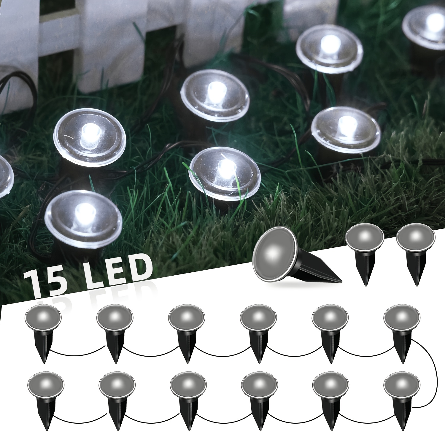 Image of 15pcs, Solar Courtyard Lights, With 12 Lighting , Can Your Trail, Ip44, Very Suitable For Garden, Lawn, Camping Atmosphere Decoration