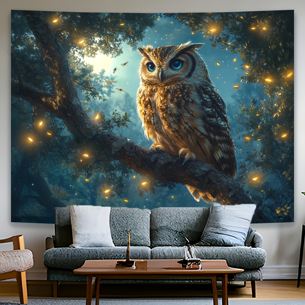 Eulen Wald Wandteppich Für Wohn- Und Schlafzimmer Dekoration_voghion.com