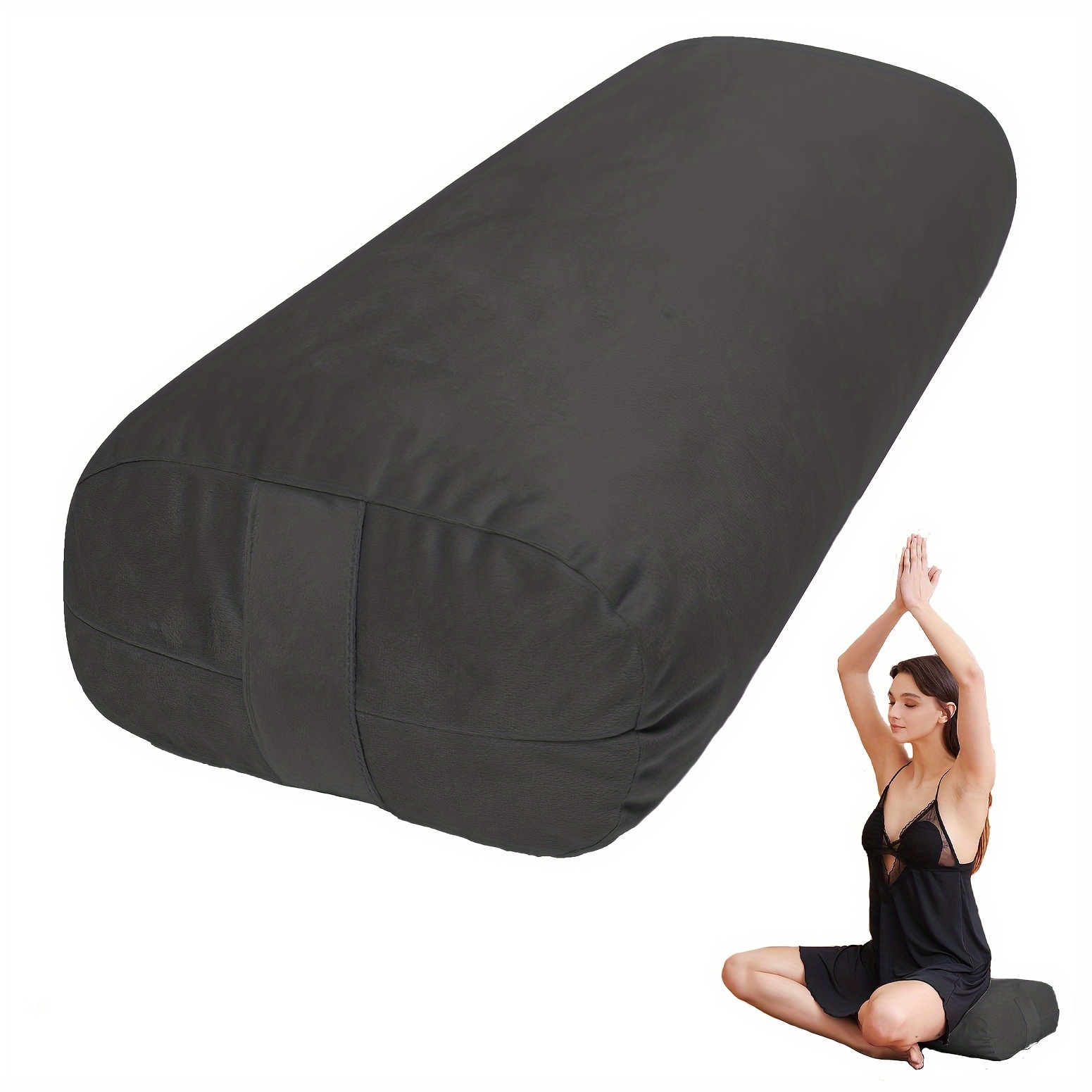 

Yoga Bolster Pillow For Yoga - Meditation Pillow With Velvet Cover, Filled With Soft Sponge