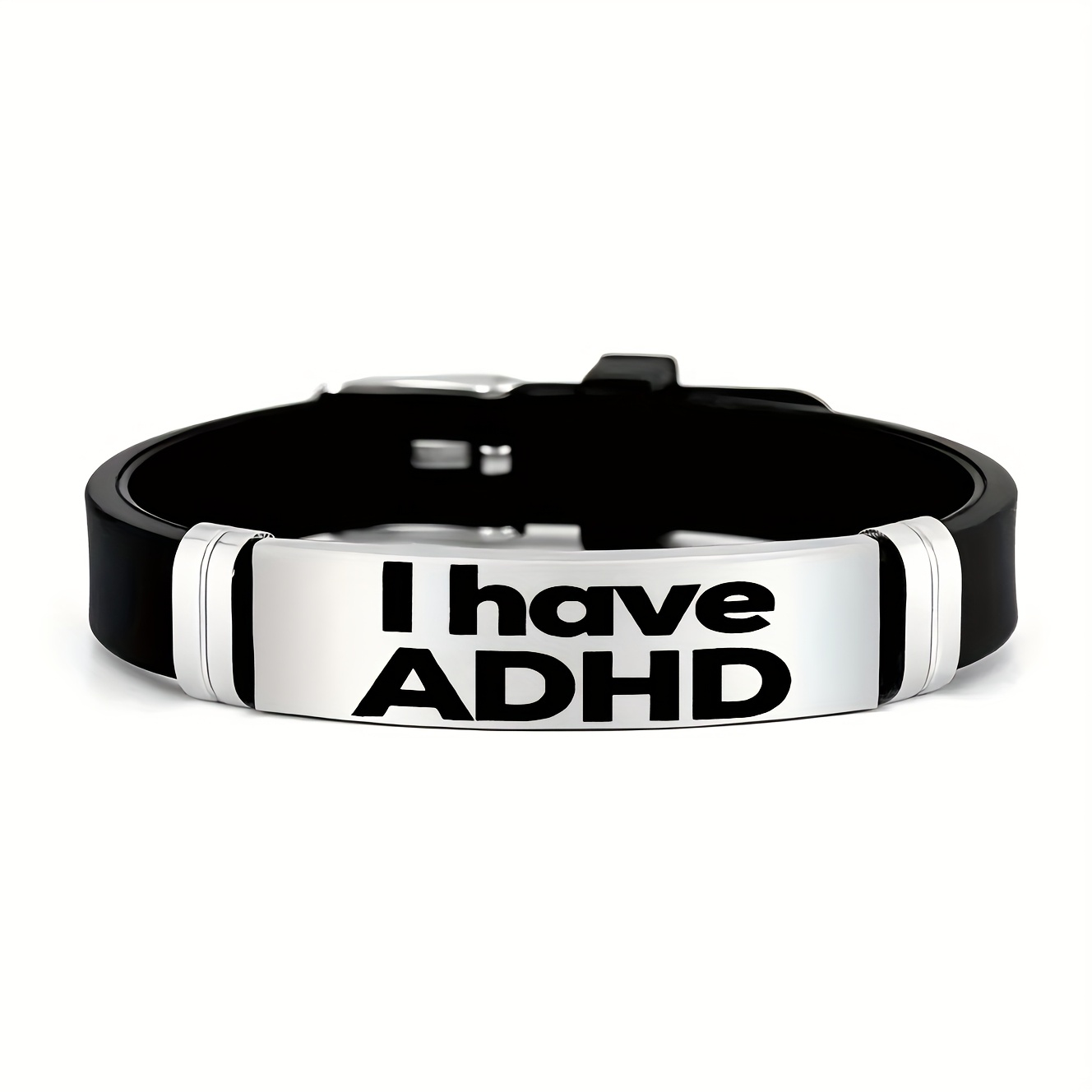TEMU I Have Adhd" Wristband, Adult Humor Stainless Steel Silicone Wristband, Creative Accessory