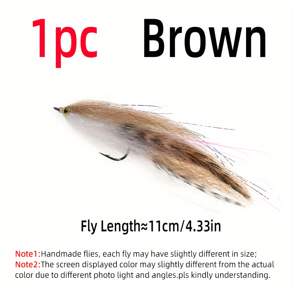 1pc Saltwater Streamer Fly Flash Tinsel Baitfish Long Shank /0 Trout Pike Salmon Artificial Fishing Lure Baits