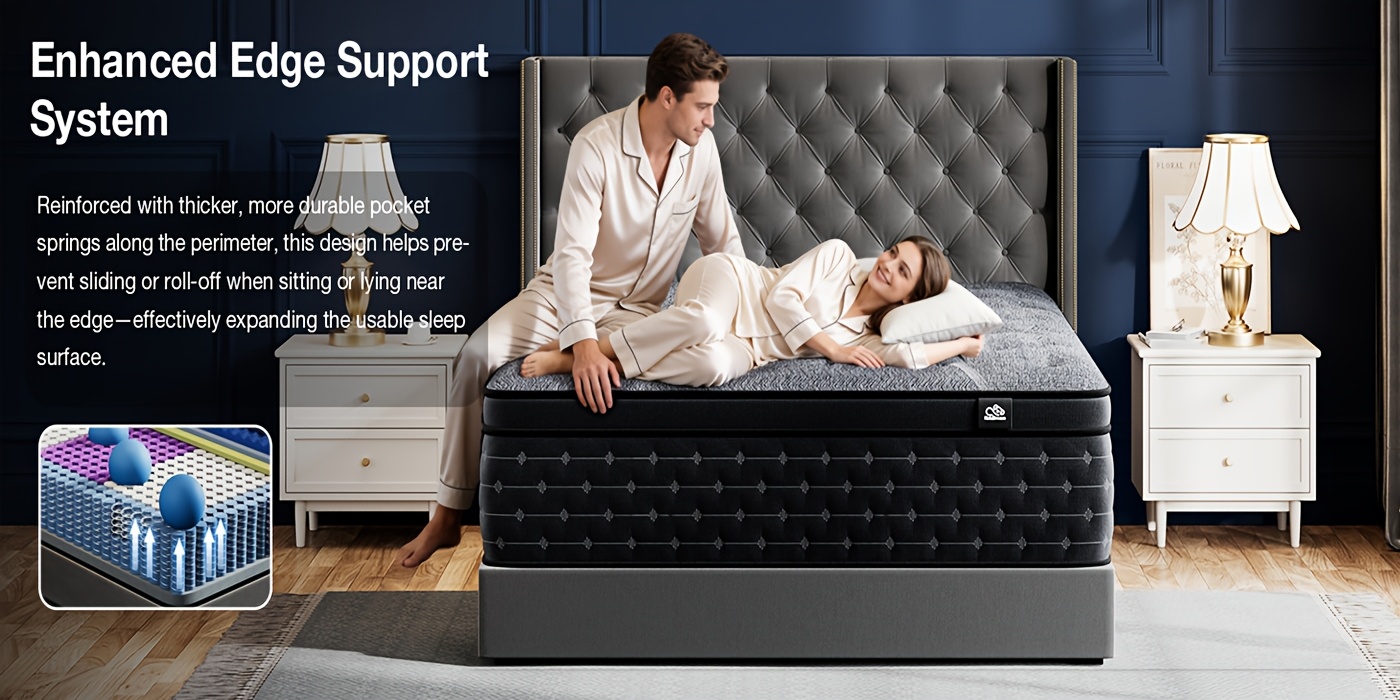 12/14 Inch Mattress (Full, Queen, King) - Premium High-Quality Firm Mattress for Deep Sleep with Extra Lumbar Support. Memory Foam Hybrid with Luxury Euro Top, Individually Wrapped Pocket Springs And Motion Isolation.