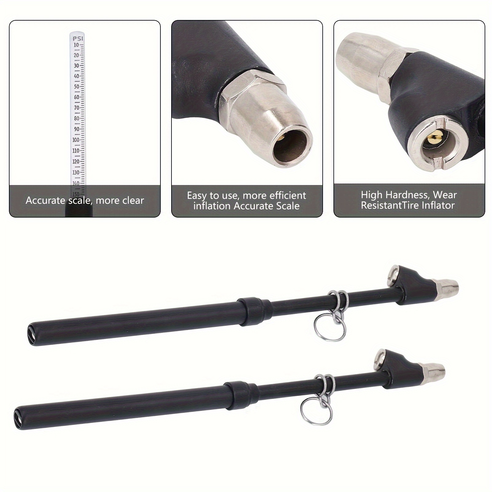 

2pcs Dual Head Tire Pressure Gauge, Heavy Duty Pencil Tire Gauge Range 10-150psi, Dual Head Truck Pen Air Pressure Gauge