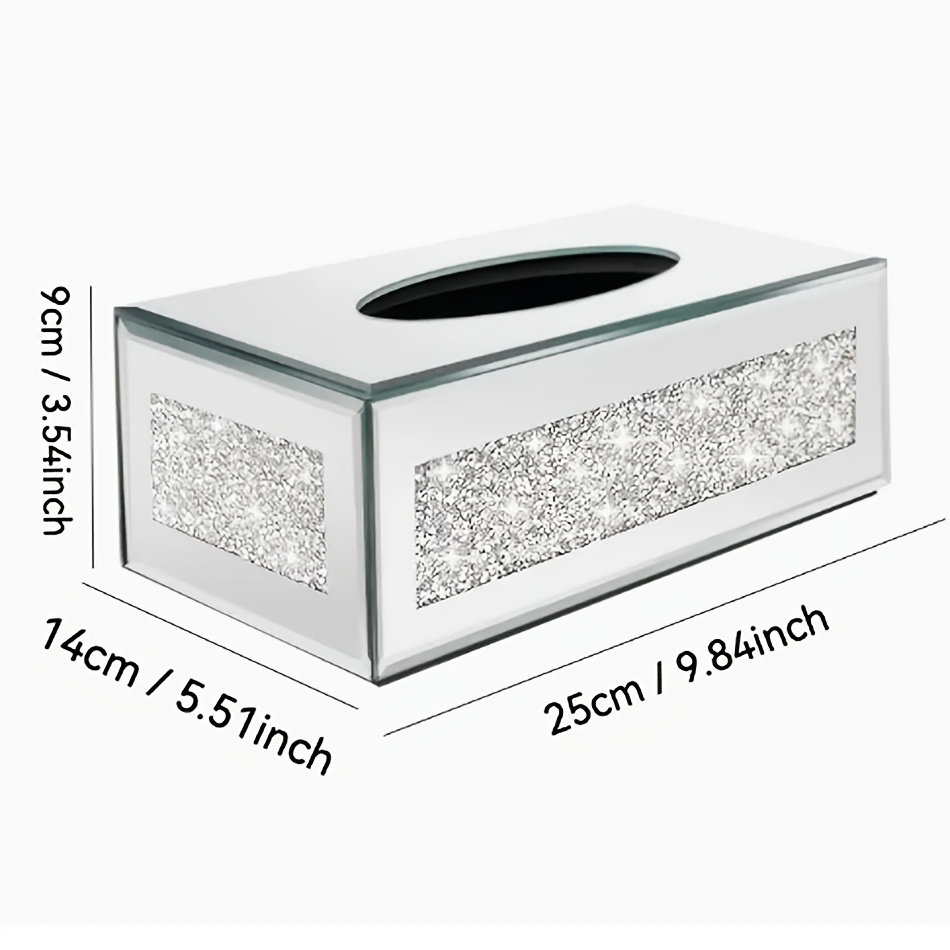 Elegant Square Glass Tissue Box With Sparkling And Luxurious – Bathroom, Vanity, Or Desktop Decor – Ideal For Halloween And Christmas Celebrations, Toilet Paper Storage Containers