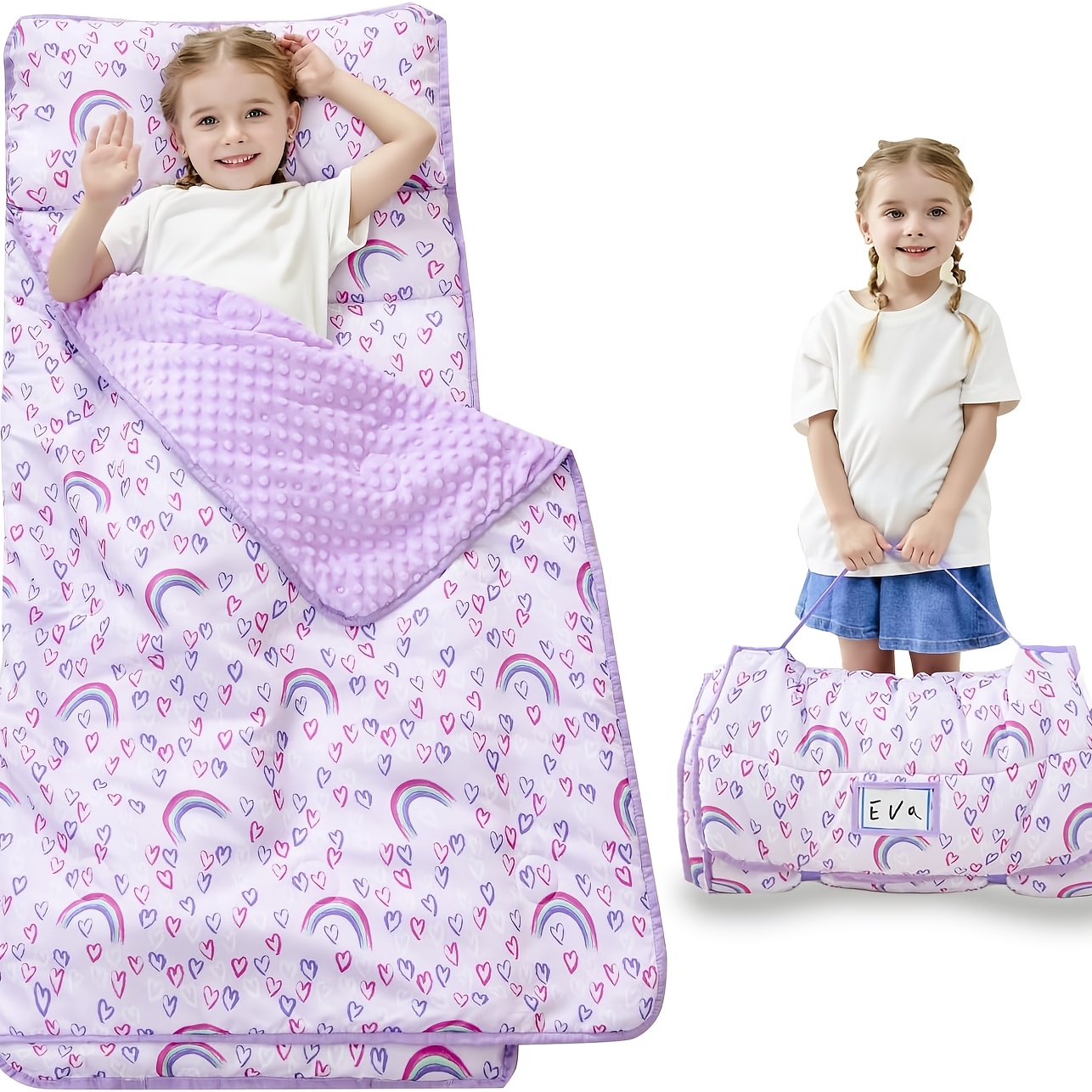 With Pillow And Blanket, Extra Large Rolled Napping Mats, Slumber Bags For Boys Girls, Kids Sleeping Bag For Daycare, Preschool Travel Camping