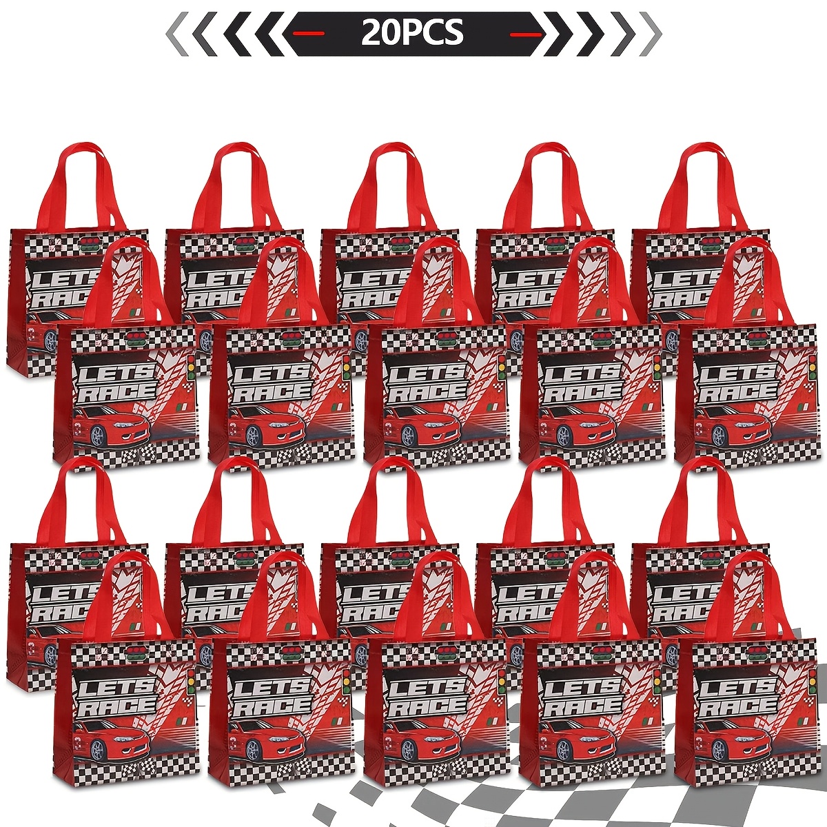 TEMU Gift For Her/him 10/20pcs Gift Bags Racing Party Packaging Bags Handbags -road Car Non-woven Bags, Party Handheld Gifts, Suitable For Birthday