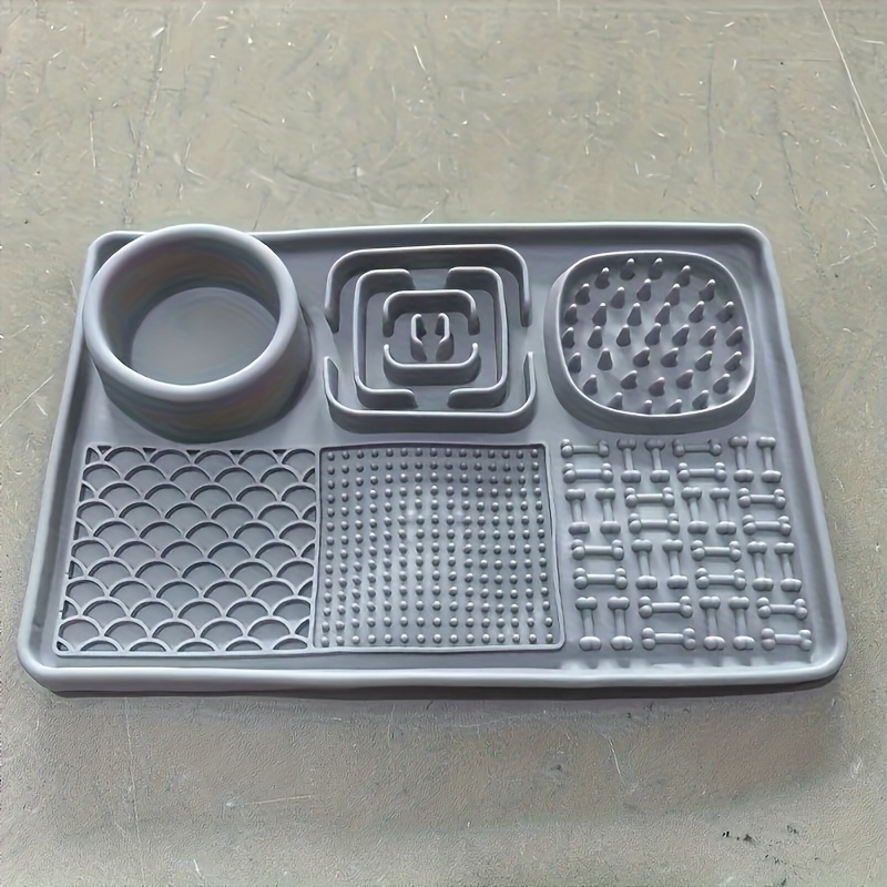 Image of E52 Powerful Suction Cup | 6-in-1 Multifunctional Pet Slow Feeding Lick Mat - Alleviates Anxiety And Promotes Health