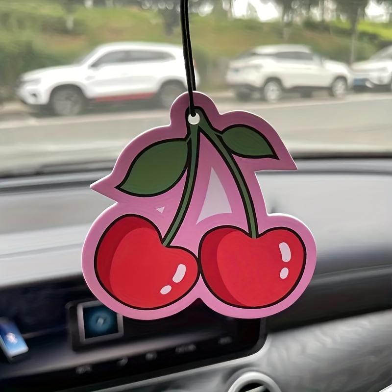 

Cherry Red Cartoon Car Air Freshener, Paper Scented Tablet, & Wardrobe, Cute Cherry Design, Charm, Single Pack