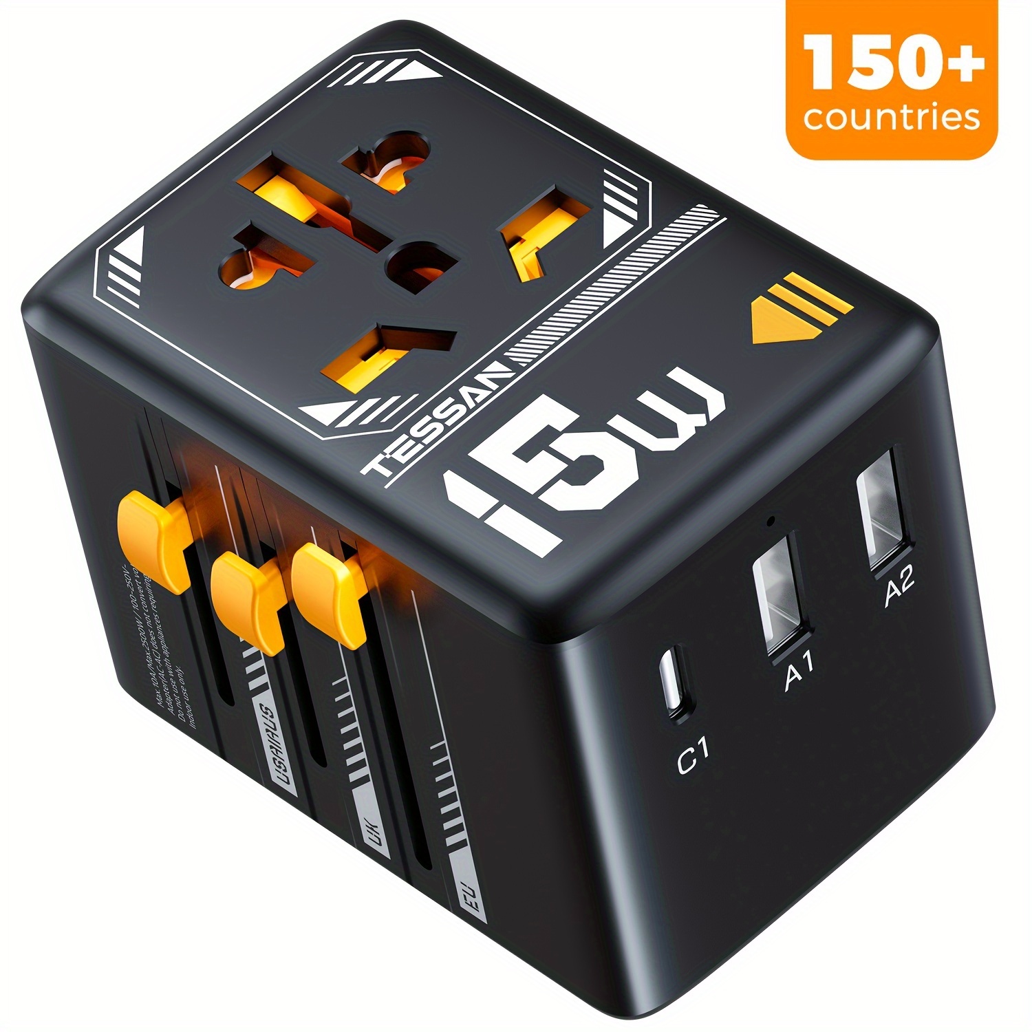 TEMU Universal Power Adapter With 4 Usb Ports And 1 Usb C, Wall Charger, Suitable For Us To Europe France Germany