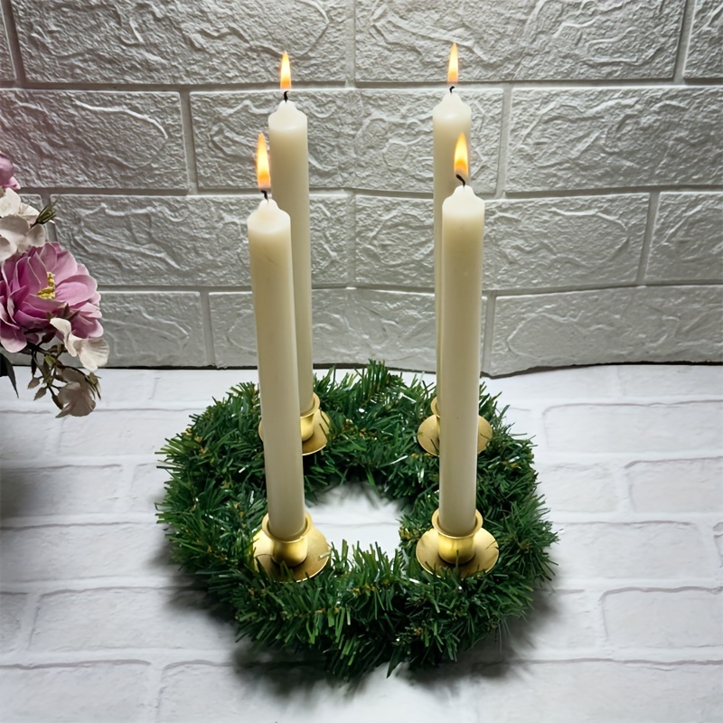 

1pc Festive Christmas Candle Holder - Elegant Tabletop Decor For Holiday Atmosphere, Durable Plastic/metal Construction