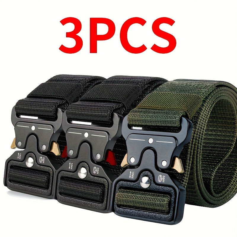 3 pack mens quick release locking   belts no operation required suitable for camping and use compatible with dress belts jeans and casual pants adjustable black ideal for survival and edc 6 colors  