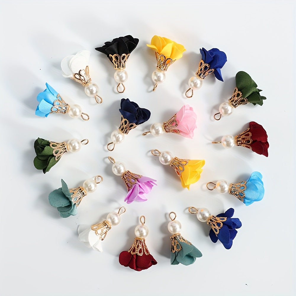 Image of 10pcs/set Mixed Color Tassels Flower Random Charms For Jewelry Making Diy Fashion Crafts Accessories