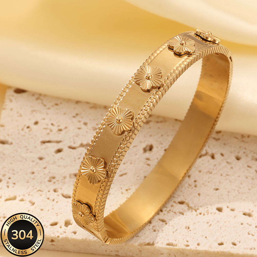 TEMU 304 Stainless Steel Material, The Beaded Edge And Three-dimensional Floral Carving On The Edges Make The Overall Look More , While Taking Into