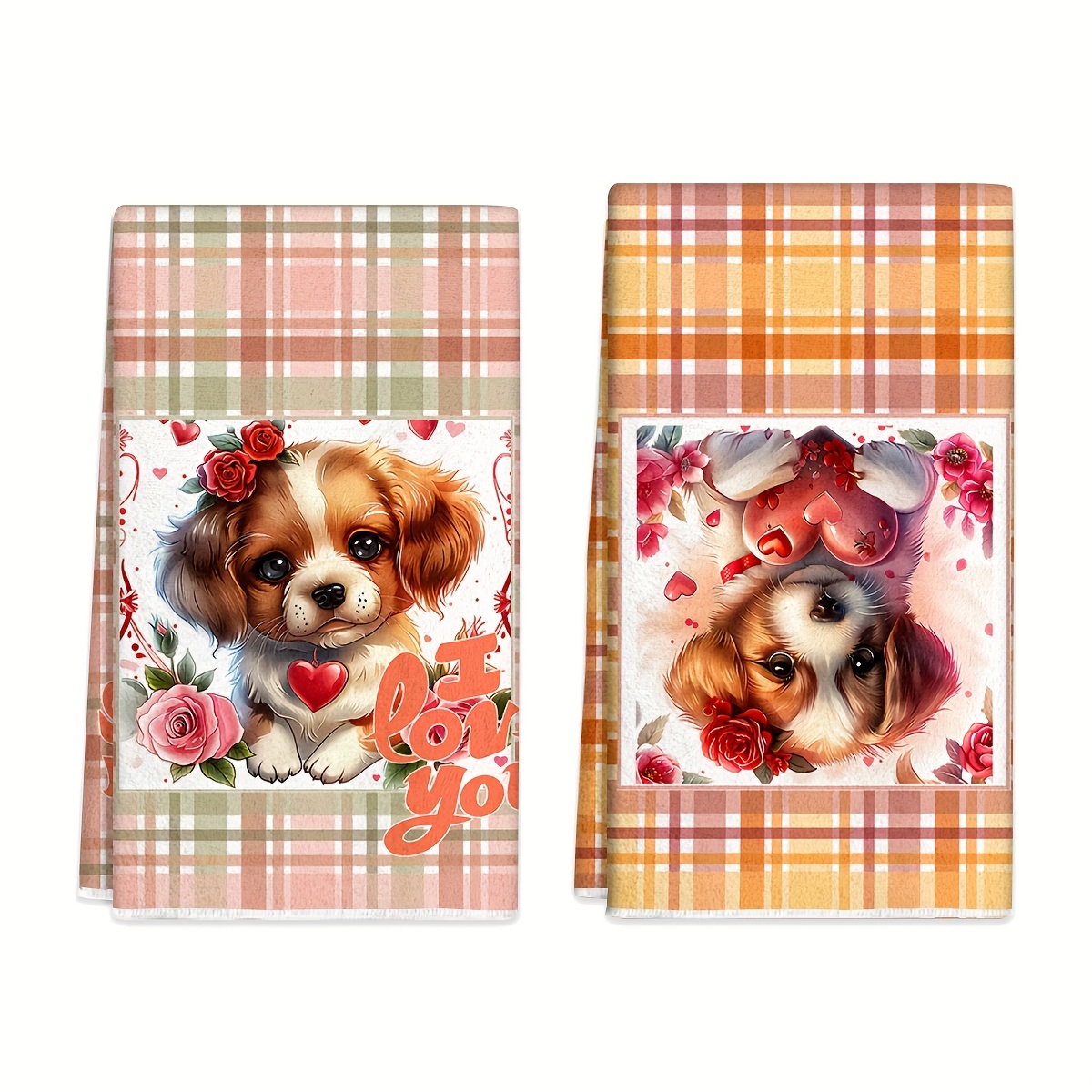 

2pcs Dish Cloths, Dog Love Flowers Hand Towels, Superfine Fiber Absorbent Kitchen Dish Cloths, For Cooking, Baking And Cleaning, Housewarming Gift, Kitchen Supplies, Home Supplies