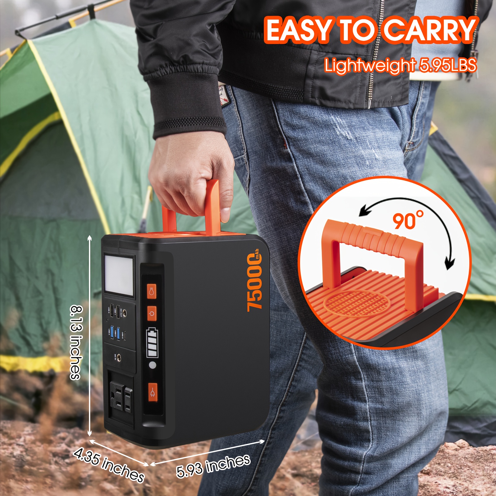 272 222 111 88wh portable power station with 40w solar panel compatible 72000mah lithium battery 2x 110v ac outlets usb   display led light over voltage over current over heat over temp over vibration protection lithium battery power bank for camping emergency backup rv outdoor home solar powered generator with usb c fast charging compact portable design portable power station with solar panel solar battery solar generator with panels included Product details 4