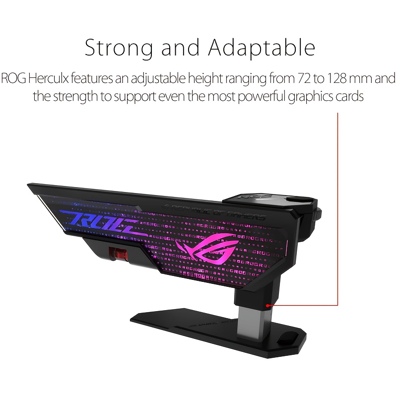 ASUS ROG XH01 Hercules Graphics Card Mount - USB-Powered, Tool-Free Adjustable Height, Magnetic Suction Level Indicator, Black, Compatible with TRITZ Gaming Monitors, Gaming Monitor Mount | Sleek Black Design | Magnetic Suction Mount, Monitor Mounts for Gaming, Asus, Egpu, Graphic Card For Pc, Gpu Graphic Card, Pc Accessories, Gpu Holder, Pc Part, Graphic Card Holder, Vertical Gpu Mount, Mini Pc, Pcie, Argb