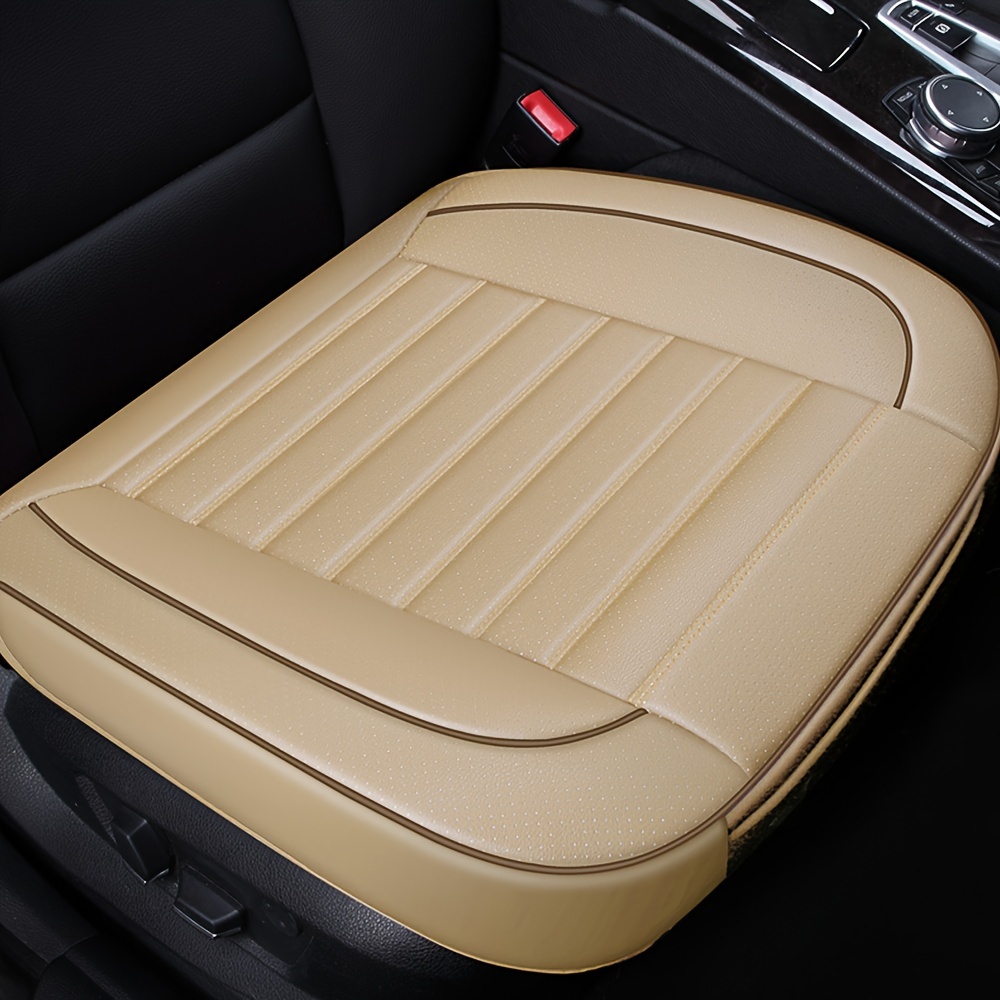 TEMU 1pc Edge Wrapping Comfortable Car Front Seat Cover Cushion Pad Mat Protector, Anti-slip Bottom Seat Cushion Cover For Auto With Breathable Pu Leather