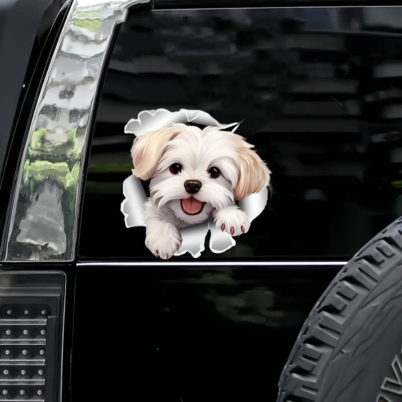 

3d Dog Breakthrough Decal - Versatile Pvc Sticker For Walls, Cars, Laptops & More