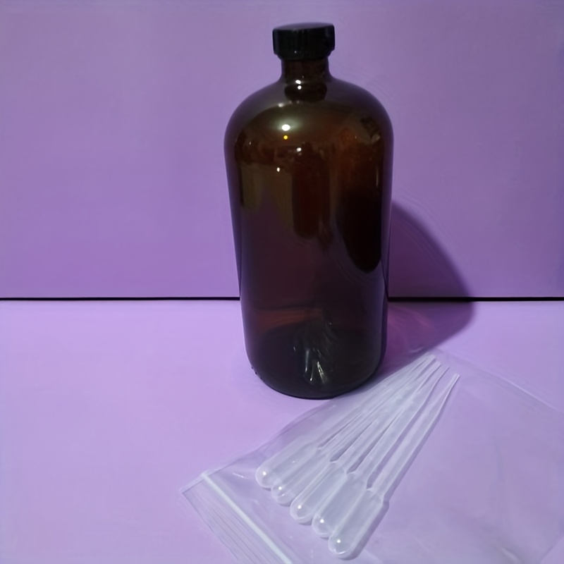 TEMU Amber Glass Boston Round Bottles With Of 250ml, 500ml, And 1000ml, Featuring Polyethylene Conical Caps. Suitable For Use