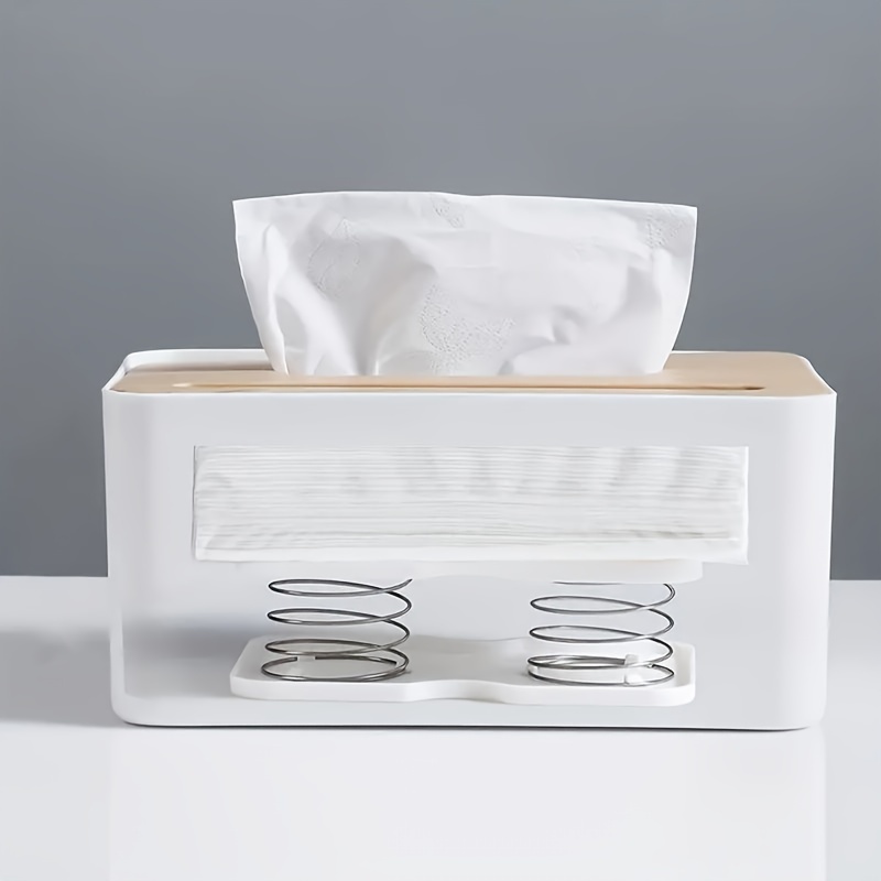 

1pc Tissue Box, Spring-loaded Automatic Tissue Dispenser, Plastic, For Home Bathroom Office, Tissue Holder