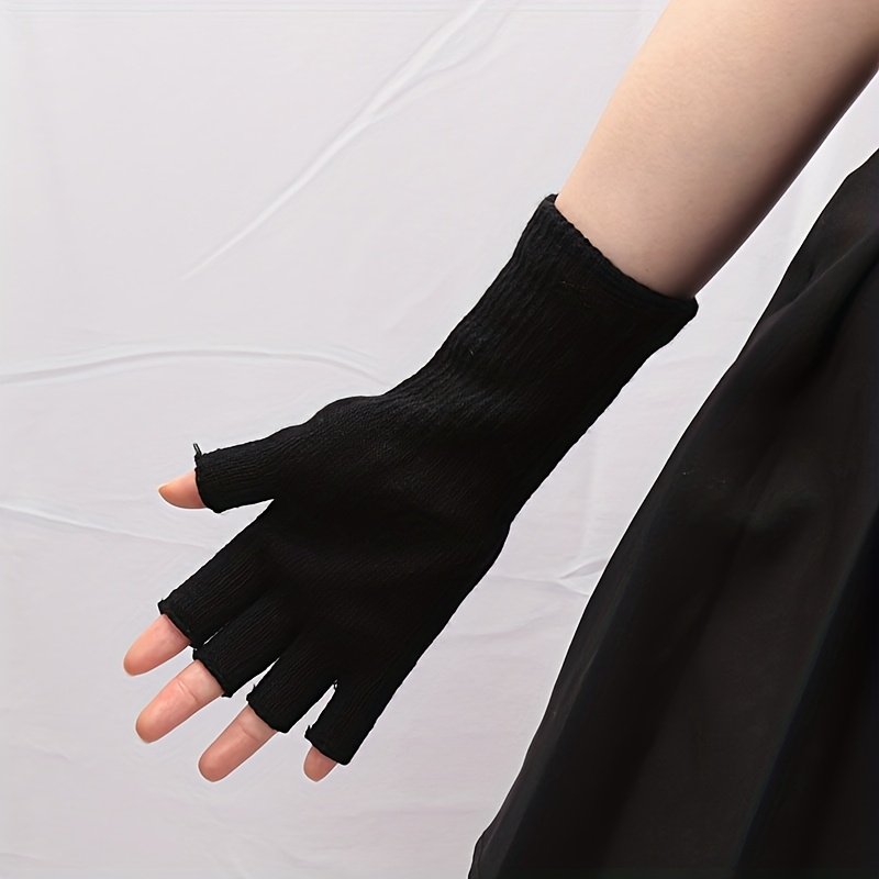 2pcs Black Fingerless Gloves for Winter Warmth
