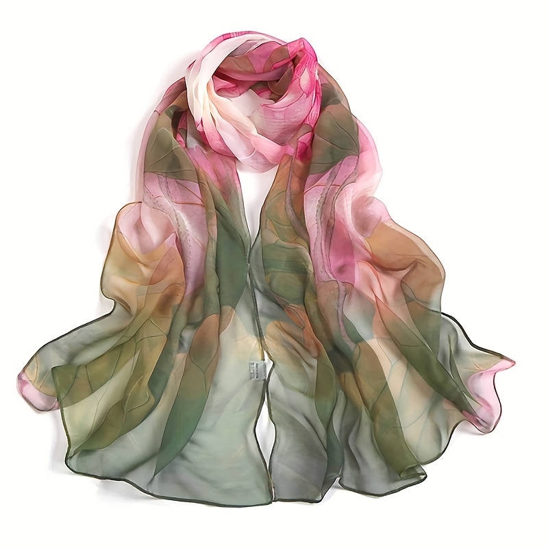 

Women's Lightweight Scarf With Funky Floral Print, Stylish Thin Breathable Sunscreen Shawl, Soft Cozy Wrap For All Seasons, Soft And Stylish Accessory