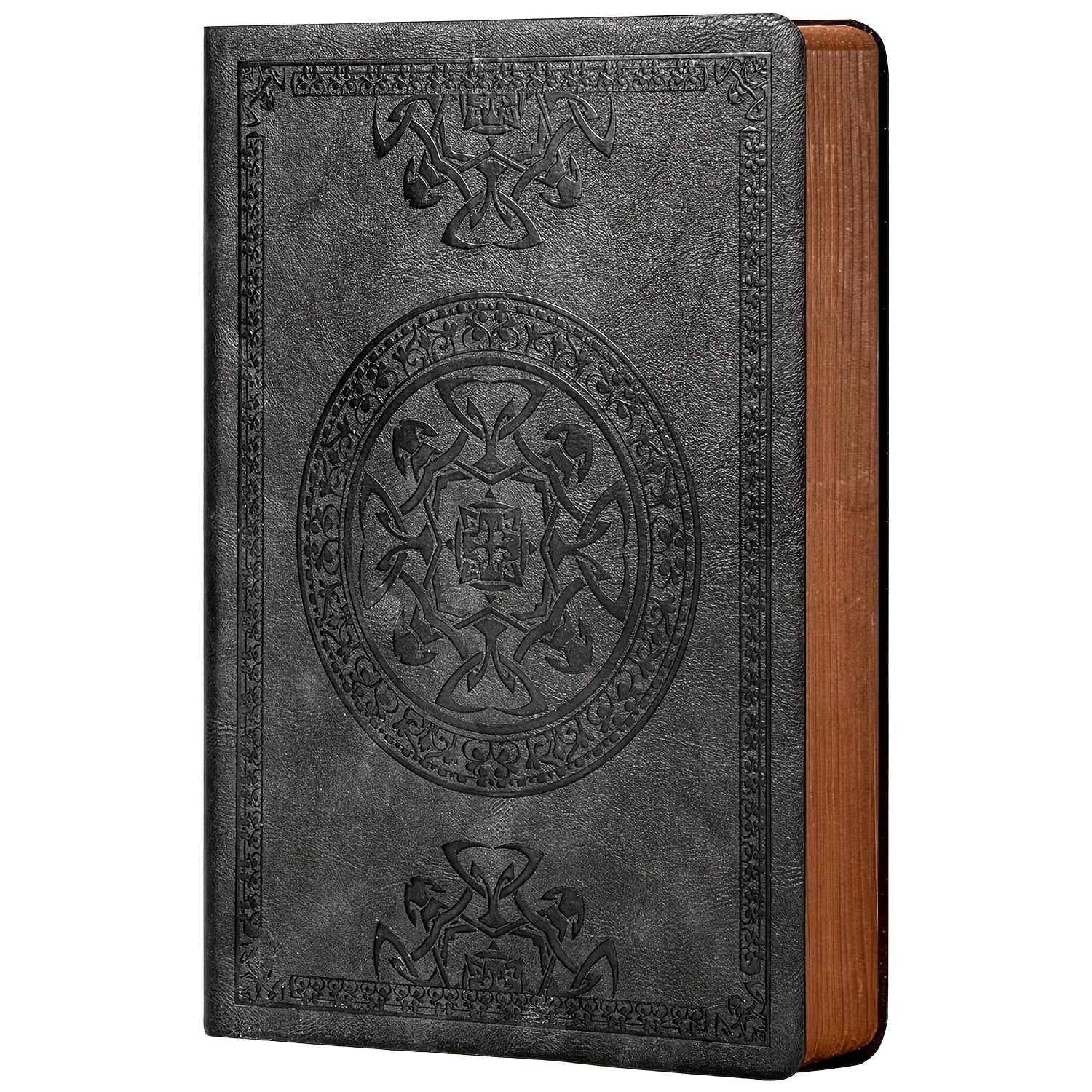 

Elegant Vintage-inspired Men's Leather Journal - 256 Pages, Softcover Notebook With Intricate Embossing And Metallic Accents, 5.7" X 8.3", Ideal For Or Notes, Leather Notebook